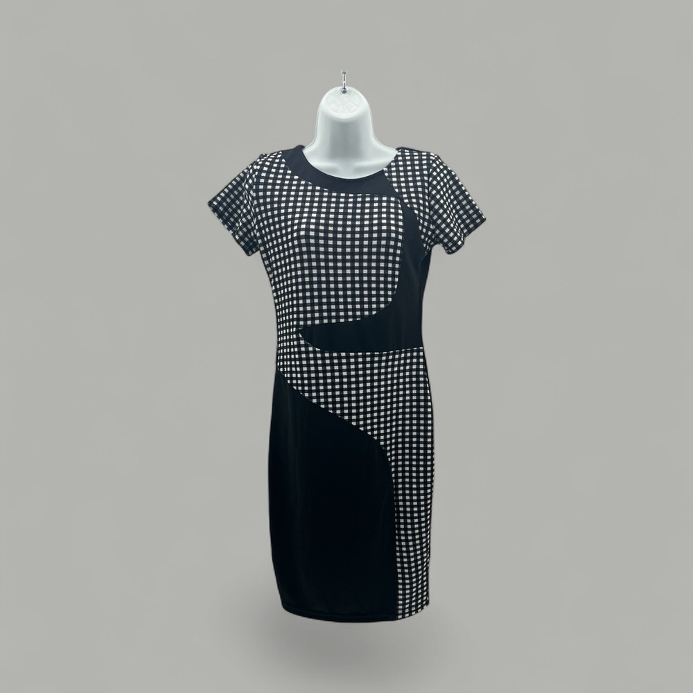 Livagirl Black & White Checkered Dress with Back Slit – NWT